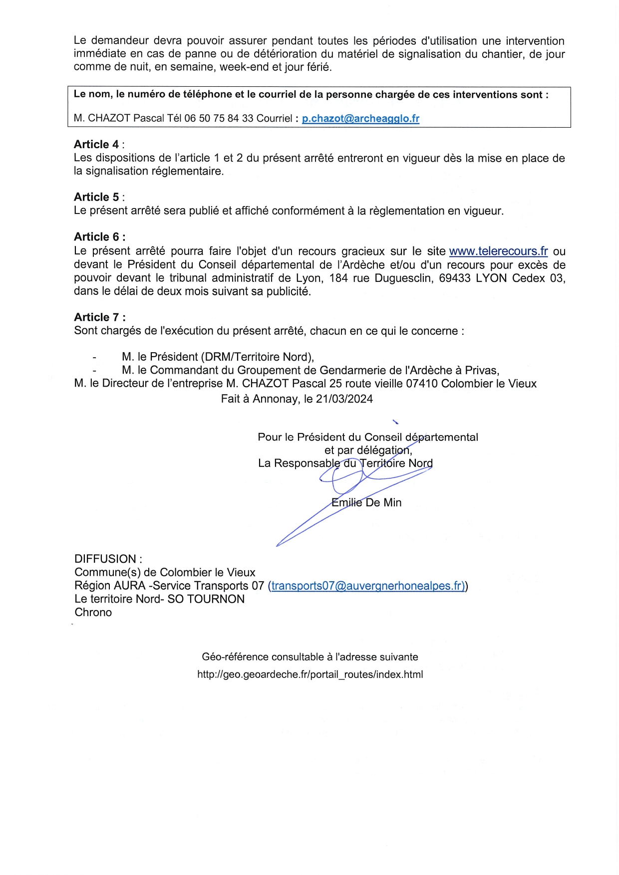 039 ADC NB 24 RD0234 CHAZOT Pascal Travaux de réalisation dun mur denrochement depuis la RD COLOMBIEUR LE VIEUX page 0002