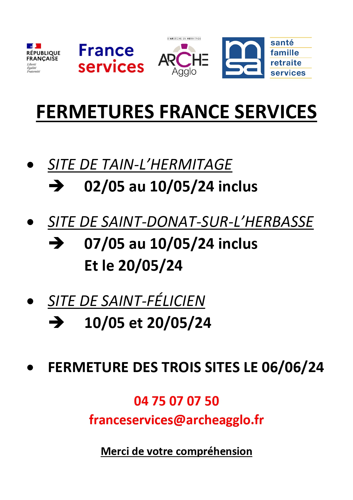 France Services Fermetures mois de mai page 0001